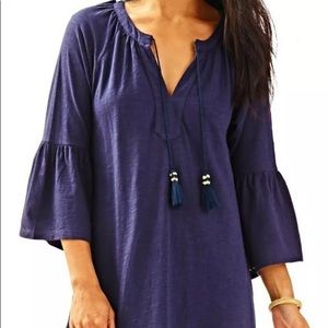 EUC Lilly Pulitzer Del Lago Tunic Dress/Cover Up in True Navy size M